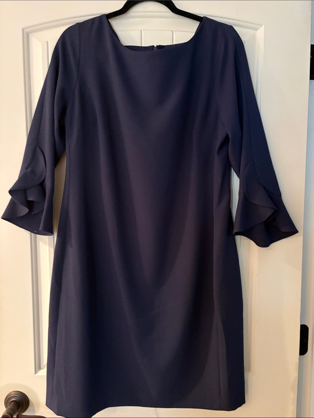Karl Lagerfeld Navy Ruffle-Sleeve Sheath Dress